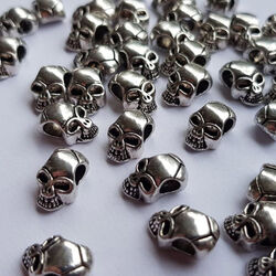 5/10/25/50 x Skull Totenkopf Bead Metall Perle Schmuck basteln - Lochgröße 4 mm