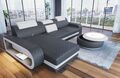 Eckcouch Leder Sofa Ledersofa LED Ecksofa Weiß Schwarz Ledercouch Berlin L Form