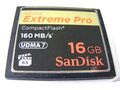 16GB Compact Flash Card Extreme PRO 160 MB/s ( 16 GB CF Karte )SanDisk gebraucht