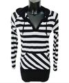 Longshirt T-Shirt Minikleid Hoodie Kängurutaschen Stretch gestreift S/M