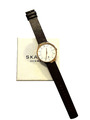 Armbanduhr Skagen Denmark Grenen Date Quarz mit original Lederarmband und Uhrbox