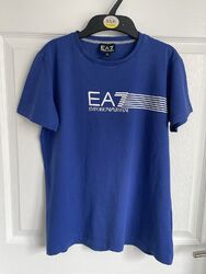 Kids Blue Mix Original EA7 EMPORIO ARMANI Logo Short Sleeve T Shirt Age 14yrs