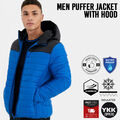 Herren Pufferjacke leicht Winter warm zweifarbig Pufferjacke mit Kapuze