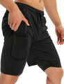 Herren Sport Shorts Laufshorts 2 in 1 Kurze Running Sporthose Fitness Training