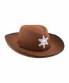 Cowboyhut Kinder Braun mit Sheriffstern Western Karneval Fasching KK