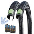 2 x Schwalbe The Green Marathon Reifen + Schläuche + Reifenheber Set - 2024