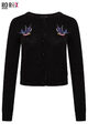 Ro Rox Schwalben Strickjacke Rockabilly Retro Vintage Vogelstickerei Strick gestrickt