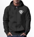 Zip Hoodie Herren Sweatjacke mit Kapuze Alpha Logo Print Aufdruck Motiv  Männer