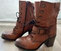 Buffalo Boots - Gr. 37 Damenstiefel Motorradstiefel - braun Leder - Stiefelette