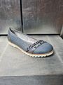 Neuwertige RIEKER Ballerinas Gr 36 Antistress blau silber Halbschuhe grau #S502