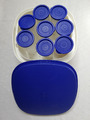 Tupperware Paket, Siebservierer, 3 tlg.   blau/weiß + 8 Joghurtbecher