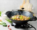 Elektrischer Asia Tisch Wok mit Deckel Chinesisch Kochen Elektro Pfanne 5 Liter