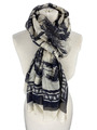 PIECES Tuch Schal Halstuch Scarf Damen Schwarz Beige Fransen UVP: 19,95€