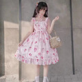 Damen Mädchen Slip Kleid Lolita Ärmellos Rüschen Japanisch Cosplay Clubwear