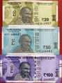 🇮🇳 Indien 20/50/100 Rupees Banknoten 2023 UNC