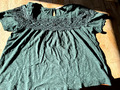 T-Shirt, Damen, grün Spitzen Einsatz Bordüre H&M gr L