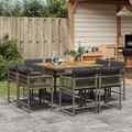 15-tlg. Garten-Essgruppe mit Kissen Beige Poly Rattan vidaXL