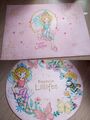 2 Kinderzimmer Teppiche Prinzessin Lillifee Neuwertig Rosa 90cm Rund 60x120cm