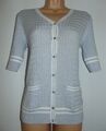 Neu mit Etikett Peter Hahn Sommer-Strickjacke aus Kreide fein Supima Baumwolle Strick 40er Jahre, UK 12