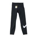 Nike Leggings Gr. S Damen Sport Tight Fit Mid Rise Full Length Schwarz Swoosh