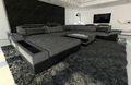 Sofa Wohnlandschaft MEZZO XXL Form Grau Design Modern Couch Ottomane LED Ecksofa