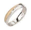 Damenring Trauring 375 Gold bicolor 0,06 ct Diamant Brillant Gelbgold Weißgold