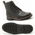 Clarks MONTACUTE LORD Black Leather EXTRA GRIP BROGUE Boot Men UK-12 G EU-47 M