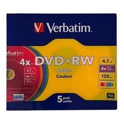 Verbatim DVD+RW Rohling 5 Farben 4,7GB 120min 5 Stück NEU & OVP