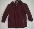 Bordeauxrote wattierte Jacke mit Kapuze und rosa Fleece-Innenfutter Gr. 116