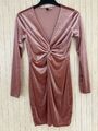 H&M Samtkleid Langarm S 34/36 kurz elegant * top Schnitt * figurbetont * rosé *