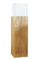 Windlichtsäule Kerzenhalter Windlicht hoch CANDELA 100 cm, Holz Braun