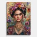 No Frida Kahlo Acrylglas Wandbilder mit Blumen Canvas Kunstdruck Hochwertig