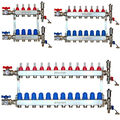 Edelstahl Heizkreisverteiler 2-12 fach für Fußbodenheizung mit Kugelhan-Set