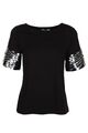 AJC Damen T-Shirt Shirt Pailletten Damenshirt Bluse schwarz NEU Größe S M