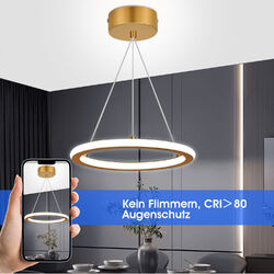 LED Design Hänge Strahler Decken Lampe Wohn Zimmer Ring Pendel Leuchte Gold DE