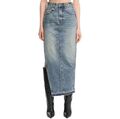 R13, blauer Jeans-Midirock mit Schlitz, XS