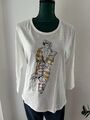 Fast Neu! ❤️ 3/4 Arm T-Shirt von ESPRIT Gr. XL cremeweiß Print Frau mit Hund