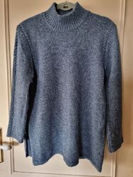 Irelands eye Pullover Wolle Kaschmir Gr.M Ireland blau Zopfmuster