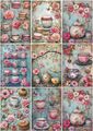 1 Blatt DIN A 4 Decoupage Reispapier Frühling Tea time RIS22039