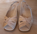 Damen Sandaletten/Pumps "Gabor", Gr. 37,5, Beige/Weiß, Leder, neuwertig