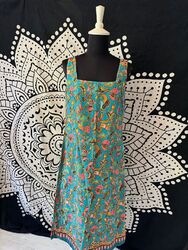 SELBSTGENÄHTES KLEID☀️HIPPIE☀️ETHNO☀️GOA☀️PAISLEY☀️TÜRKIS BUNT☀️GR.S/M☀️UNIKAT