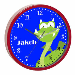 Kinder Wanduhr Kinderzimmer Kinderwanduhr Kinderuhr mit Namen Drache grün