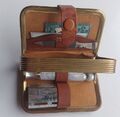 VINTAGE GILLETTE HERREN REISESET RASIERMESSER BUCHSTIL ECHTES HIDE HÜLLE