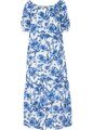 Carmen-Kleid Gr. 44 Weiß Blau Floral Damen Sommerlicher Midikleid Neu