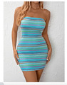 ♥ Sexy Damen Sommer Strick Mini Kleid hell Blau Gr M 38 Neu