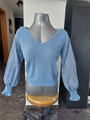 Axara Pullover  M Blau mit transparenten Ärmeln/ Herzen gebraucht/ neuw.