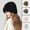 Frauen Damen Chunky Faux Pelz Gestrickte Beanie Hut Cap Skateboard Winter Warm