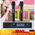 DJ PA Doppel UHF Funk Mikrofon Set 2 Kanal UHF Hand Kabellos Microfon Mic LED