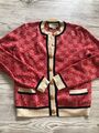 gucci cardigan Strickjacke damen rot beige monogram S passt M