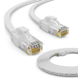 CAT6 Patchkabel Flach Netzwerkkabel LAN Ethernet Kabel RJ45 DSL 0,25 - 15m WEIß -U/UTP #1,5mm Dünn# Kupfer-Kontaktoberfläche vergoldet-